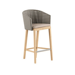 Calypso barstool teak L & Kris Kross woven back