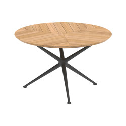 Exes table 120cm round coated aluminium & teak top | Mesas comedor | Royal Botania