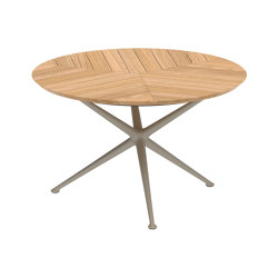 Exes table 120cm round coated aluminium & teak top | Dining tables | Royal Botania