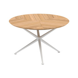 Exes table 120cm round coated aluminium & teak top | Dining tables | Royal Botania