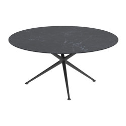 Exes table 160cm round coated aluminium & plateau en céramique | Tables de repas | Royal Botania