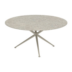 Exes table 160cm round coated aluminium & plateau en céramique | Tables de repas | Royal Botania