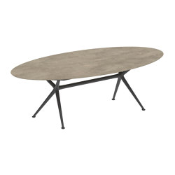 Exes table 250x130cm ellips coated aluminium & ceram top | Tavoli pranzo | Royal Botania