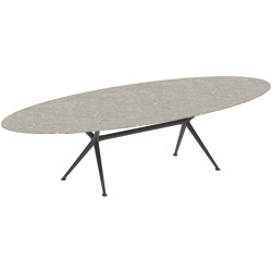 Exes table 320x140cm oval coated aluminium & ceram or teak top | Mesas comedor | Royal Botania