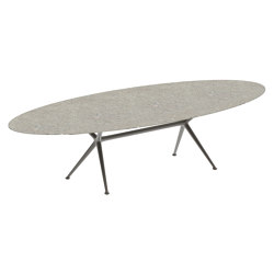 Exes table 320x140cm oval coated aluminium & ceram or teak top | Mesas comedor | Royal Botania