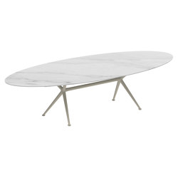 Exes table 320x140cm oval coated aluminium & ceram or teak top | Mesas comedor | Royal Botania