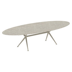 Exes table 320x140cm oval coated aluminium & ceram or teak top | Mesas comedor | Royal Botania