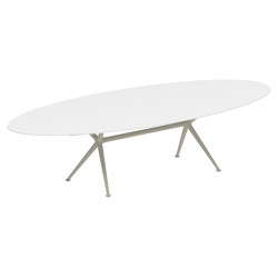 Exes table 320x140cm oval coated aluminium & ceram or teak top | Mesas comedor | Royal Botania