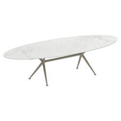 Exes table 320x140cm oval coated aluminium & ceram or teak top | Mesas comedor | Royal Botania