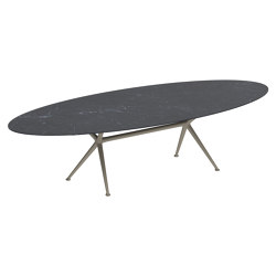 Exes table 320x140cm oval coated aluminium & ceram or teak top | Mesas comedor | Royal Botania