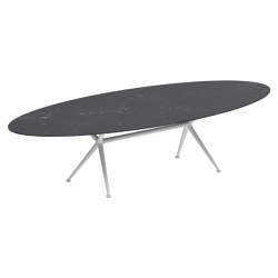 Exes table 320x140cm oval coated aluminium & ceram or teak top | Mesas comedor | Royal Botania