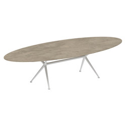 Exes table 320x140cm oval coated aluminium & ceram or teak top | Mesas comedor | Royal Botania