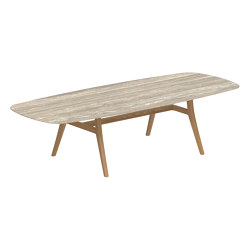 Zidiz table 300x120cm oval coated aluminium or teak & ceramic top | Dining tables | Royal Botania