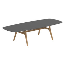 Zidiz table 300x120cm oval coated aluminium or teak & ceramic top