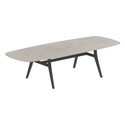 Zidiz table 300x120cm oval coated aluminium or teak & ceramic top