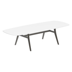 Zidiz table 300x120cm oval coated aluminium or teak & ceramic top | Dining tables | Royal Botania