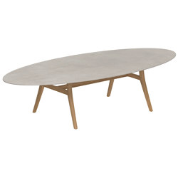 Zidiz table 320x140cm ellipse coated aluminium or teak & ceram top | Dining tables | Royal Botania