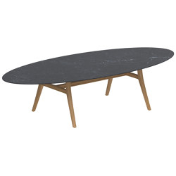 Zidiz table 320x140cm ellipse coated aluminium or teak & ceram top | Tables de repas | Royal Botania