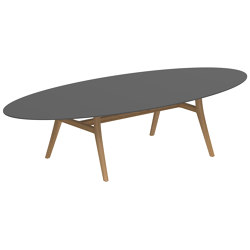 Zidiz table 320x140cm ellipse coated aluminium or teak & ceram top | Tavoli pranzo | Royal Botania