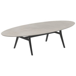 Zidiz table 320x140cm ellipse aluminium ou teck & plateau en céramique | Tables de repas | Royal Botania