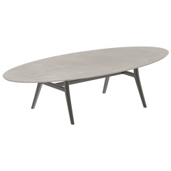 Zidiz table 320x140cm ellipse aluminium ou teck & plateau en céramique | Tables de repas | Royal Botania