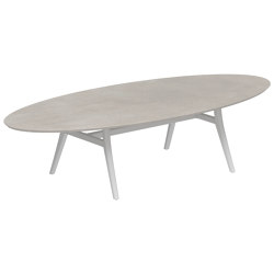 Zidiz table 320x140cm ellipse coated aluminium or teak & ceram top | Tavoli pranzo | Royal Botania