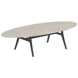 Zidiz table 320x140cm ellipse coated aluminium or teak & ceram top | Mesas comedor | Royal Botania