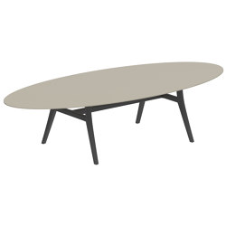 Zidiz table 320x140cm ellipse coated aluminium or teak & ceram top | Tavoli pranzo | Royal Botania