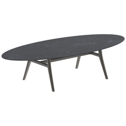 Zidiz table 320x140cm ellipse aluminium ou teck & plateau en céramique | Tables de repas | Royal Botania