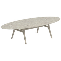 Zidiz table 320x140cm ellipse coated aluminium or teak & ceram top | Tavoli pranzo | Royal Botania