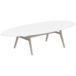 Zidiz table 320x140cm ellipse aluminium ou teck & plateau en céramique | Tables de repas | Royal Botania