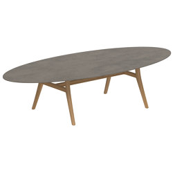 Zidiz table 320x140cm ellipse coated aluminium or teak & ceram top | Mesas comedor | Royal Botania