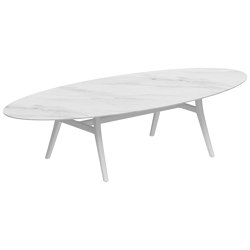 Zidiz table 320x140cm ellipse coated aluminium or teak & ceram top | Tavoli pranzo | Royal Botania