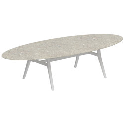 Zidiz table 320x140cm ellipse coated aluminium or teak & ceram top | Tavoli pranzo | Royal Botania