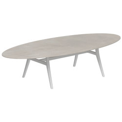 Zidiz table 320x140cm ellipse coated aluminium or teak & ceram top | Tavoli pranzo | Royal Botania