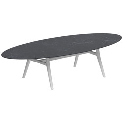 Zidiz table 320x140cm ellipse coated aluminium or teak & ceram top | Mesas comedor | Royal Botania