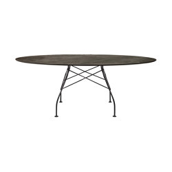 Glossy Marble Oval Bronze Ancien Structure: Acier Peint Noir Mat | Tables de repas | Kartell