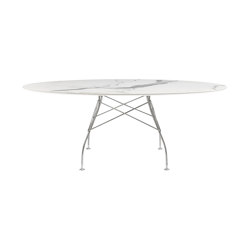 Glossy Marble Oval Mármol Blanco Acero Cromado | Mesas comedor | Kartell