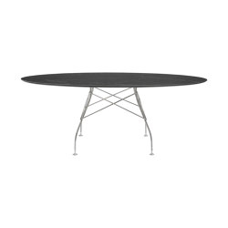 Glossy Marble Oval Marbre Noir Structure: Acier Chromé | Tables de repas | Kartell