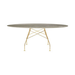 GLOSSY marble oval TROPICAL GREY STRUCTURE: GOLD CHROME STEEL | Dining tables | Kartell