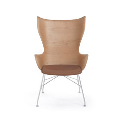 K/Wood Slatted Ash/Leather Seat Light Wood / Chome | Armchairs | Kartell