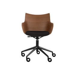 Q/Wood Wheels Soft Dark Wood/Black/Black | Armchairs | Kartell