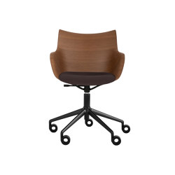 Q/WOOD Wheels Soft DARK WOOD/BLACK/BROWN | Armchairs | Kartell