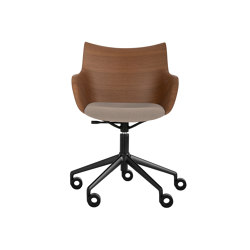 Q/WOOD Wheels Soft DARK WOOD/BLACK/BROWN | Fauteuils | Kartell