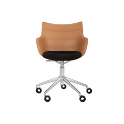 Q/WOOD Wheels Soft LIGHT WOOD/CHROME/BLACK | Armchairs | Kartell