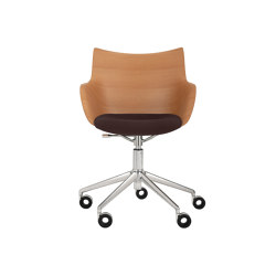 Q/Wood Rotelle Soft Legno Chiaro/Cromo/Marrone | Poltrone | Kartell