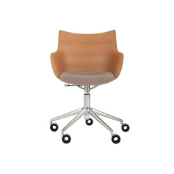 Q/WOOD Wheels Soft LIGHT WOOD/CHROME/BROWN | Fauteuils | Kartell