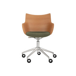 Q/WOOD Wheels Soft LIGHT WOOD/CHROME/GREEN | Sillones | Kartell