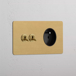 Double 2x Toggle & French Module Round | Switches with integrated sockets (Schuko) | Corston Architectural Detail