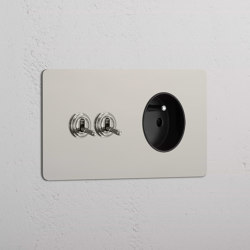 Double 2x Toggle & French Module Round | Interruttori-prese combinate (Schuko) | Corston Architectural Detail